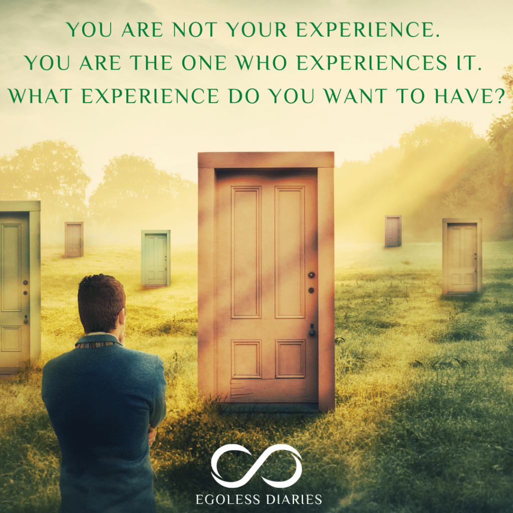 You are not your Experience. You are the one who Experience it.